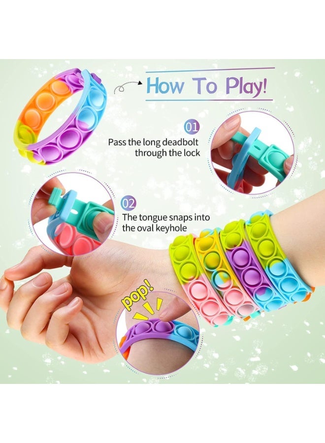 24 Pack Pop Bracelet Bubble Fidget Toys for Party Favors, Hand Finger Silicone Wristband Bulk for Student Classroom Prizes, Goodie Bag Fillers Stuffers Birthday Gifts for Kid (Random Color) - Image 3